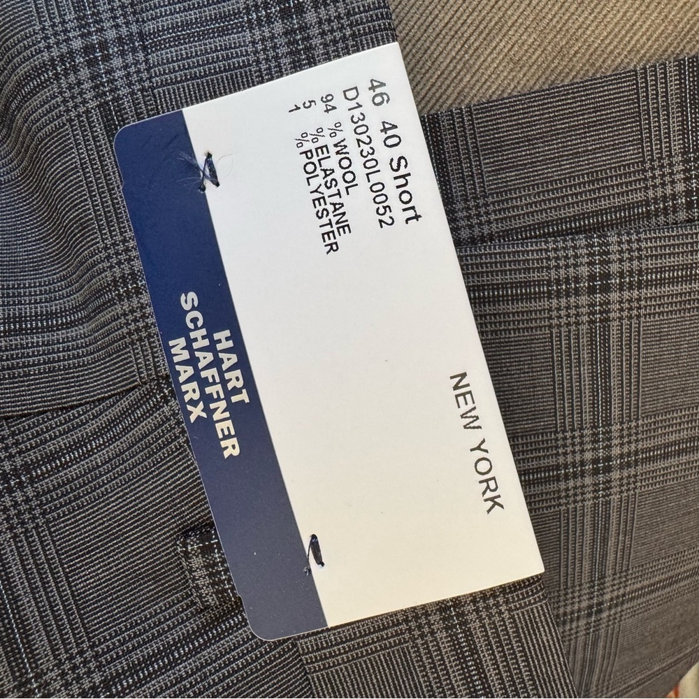 NWT Hart Schaffner Marx Gray Blue Plaid New York Fit 2pc Suit Jacket Pants - Picture 13 of 16